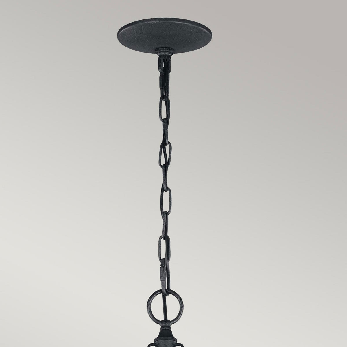 Nori Three Light Chandelier in Dark Weathered Zinc with Driftwood Grey Beads