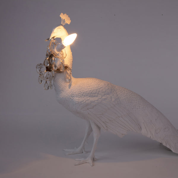Peacock Lamp in White