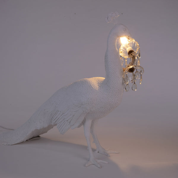 Peacock Lamp in White