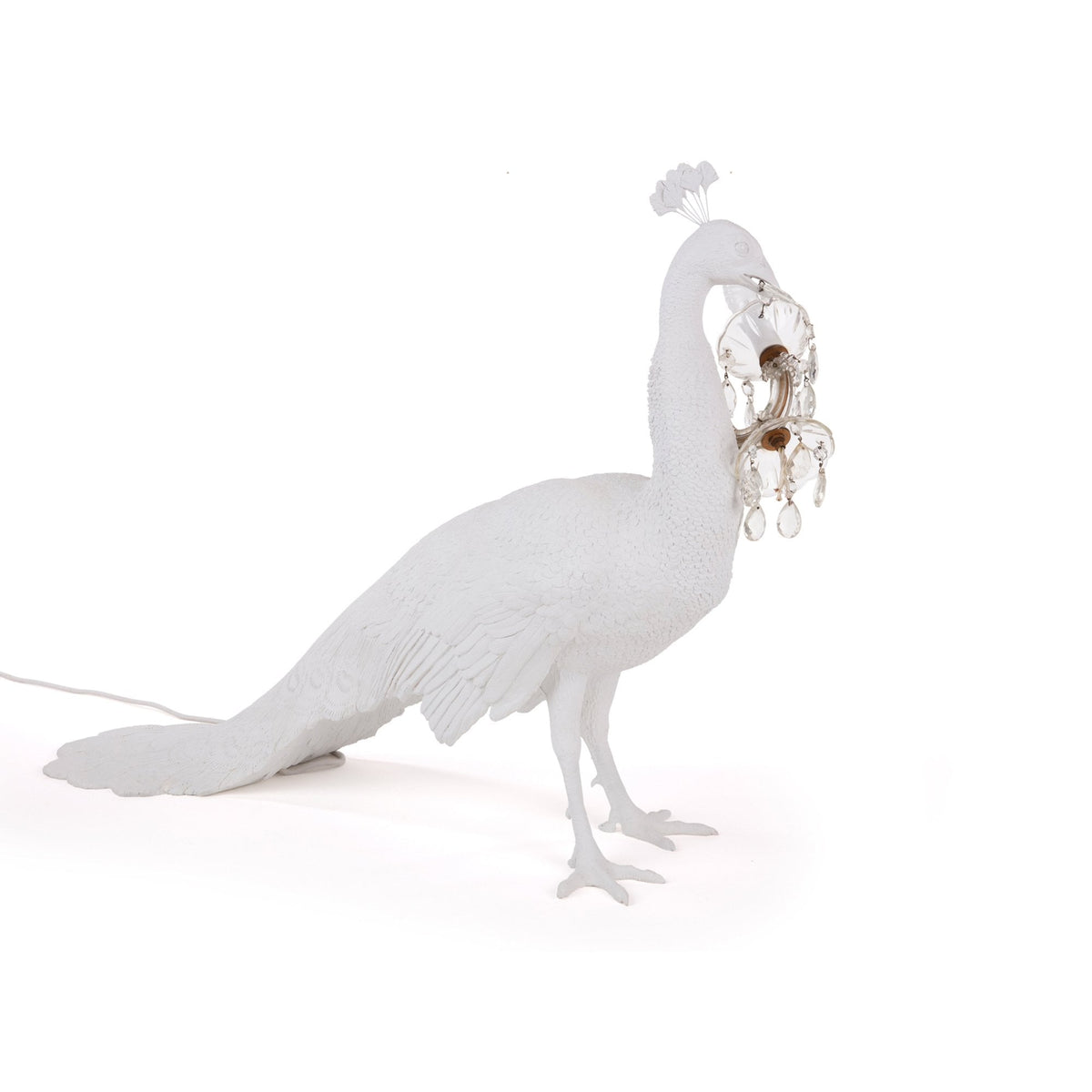 Peacock Lamp in White