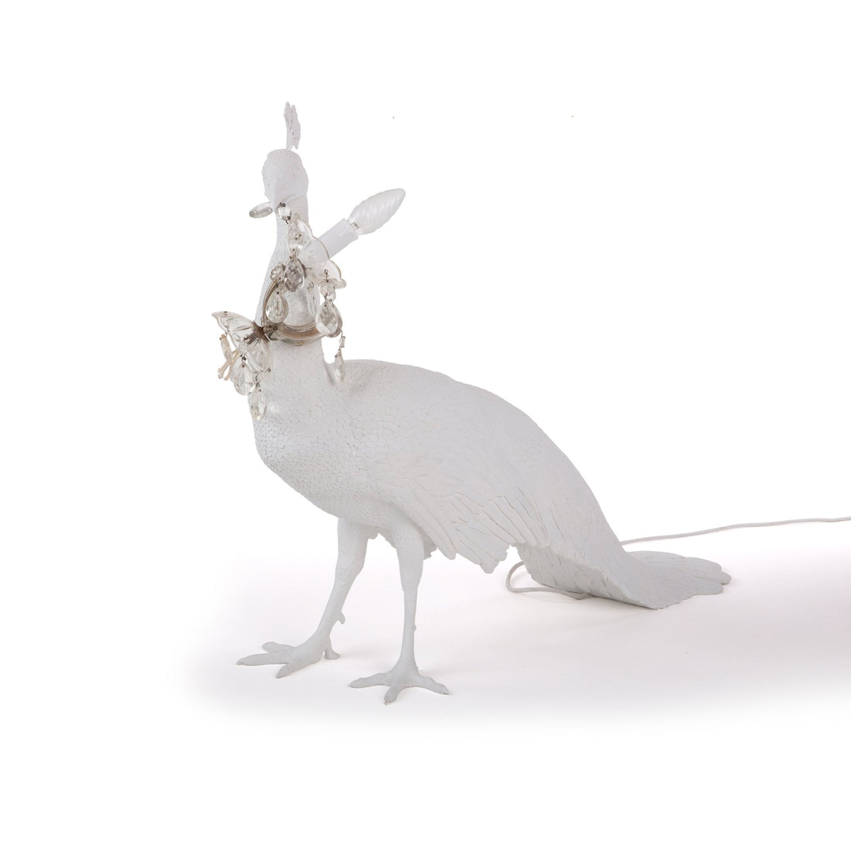 Peacock Lamp in White