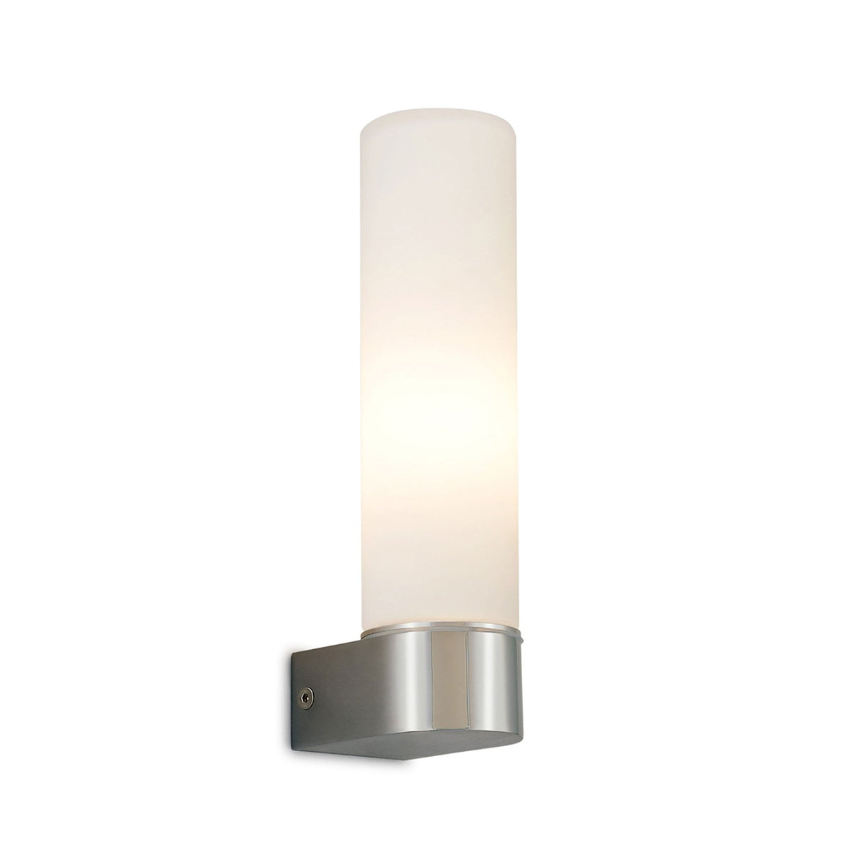 Tasso IP44 Single Bathroom Wall Light In Chrome With Opal Glass Shade