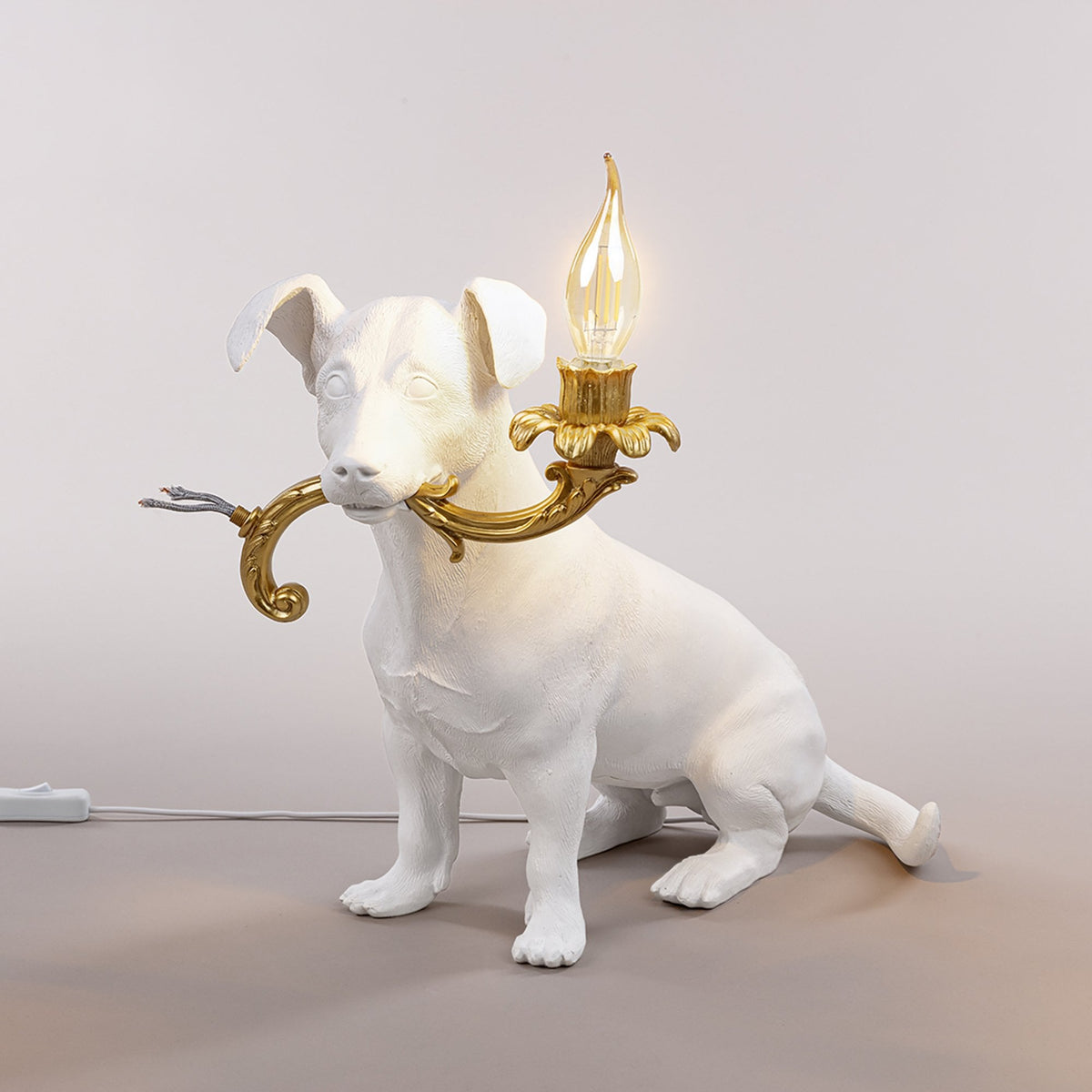 Rio Dog Lamp In White