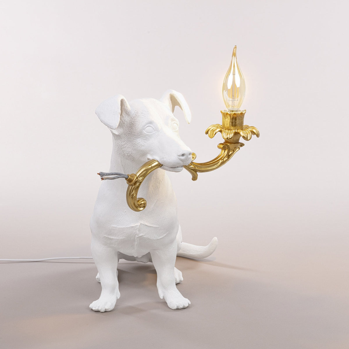 Rio Dog Lamp In White