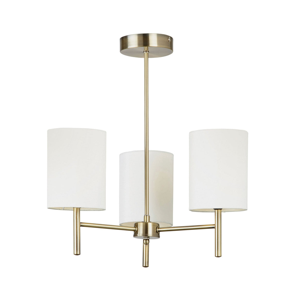 Brio Three Light Semi Flush Ceiling Light in Antique Brass