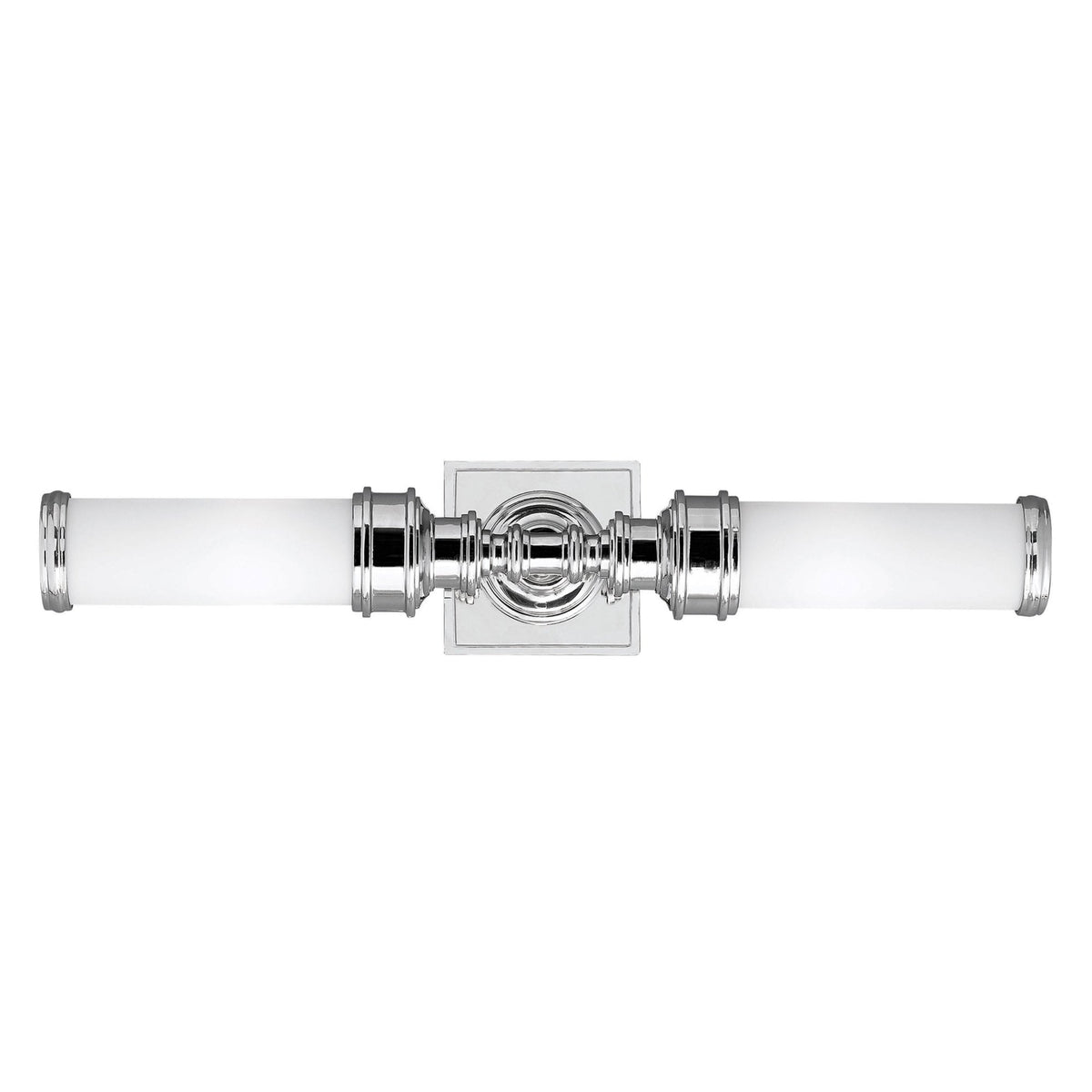 Payne Ornate IP44 Twin Wall Light in Polished Chrome & White Opal Glass Diffusers