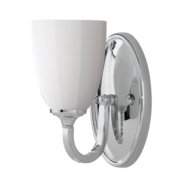 Perry IP44 Wall Light in Polished Chrome & Opal Etched Glass Drum Shades