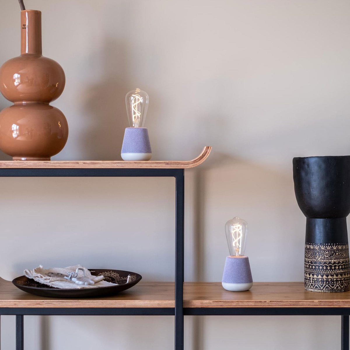 One IP65 LED Rechargeable Portable Table Lamp In Soft Lilac