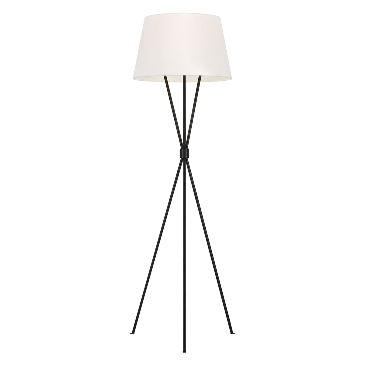Penny Tripod Floor Lamp in Aged Iron & White Linen Shade