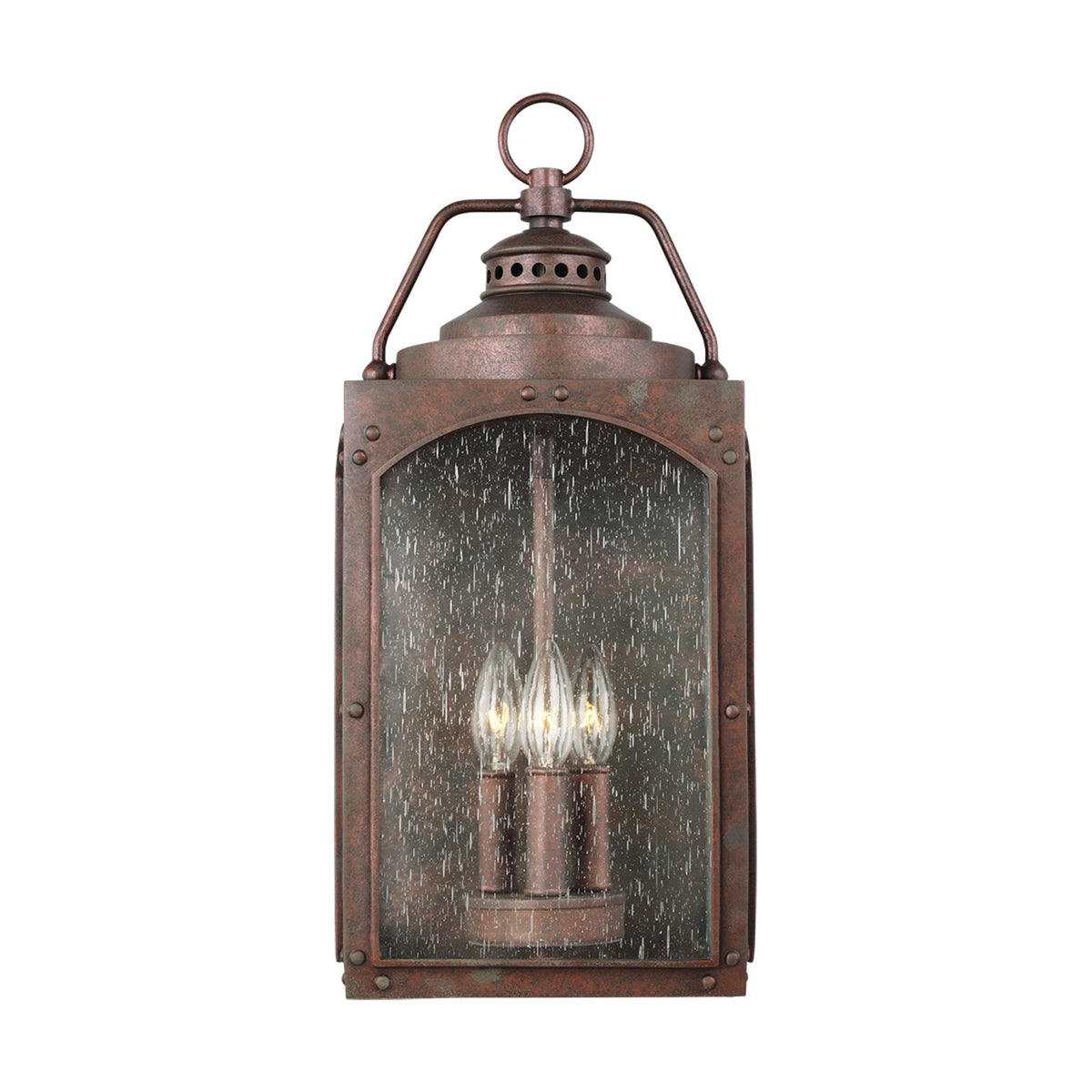 Randhurst Coastal Large Wall Lantern in Copper Oxide Finish and Seeded Glass