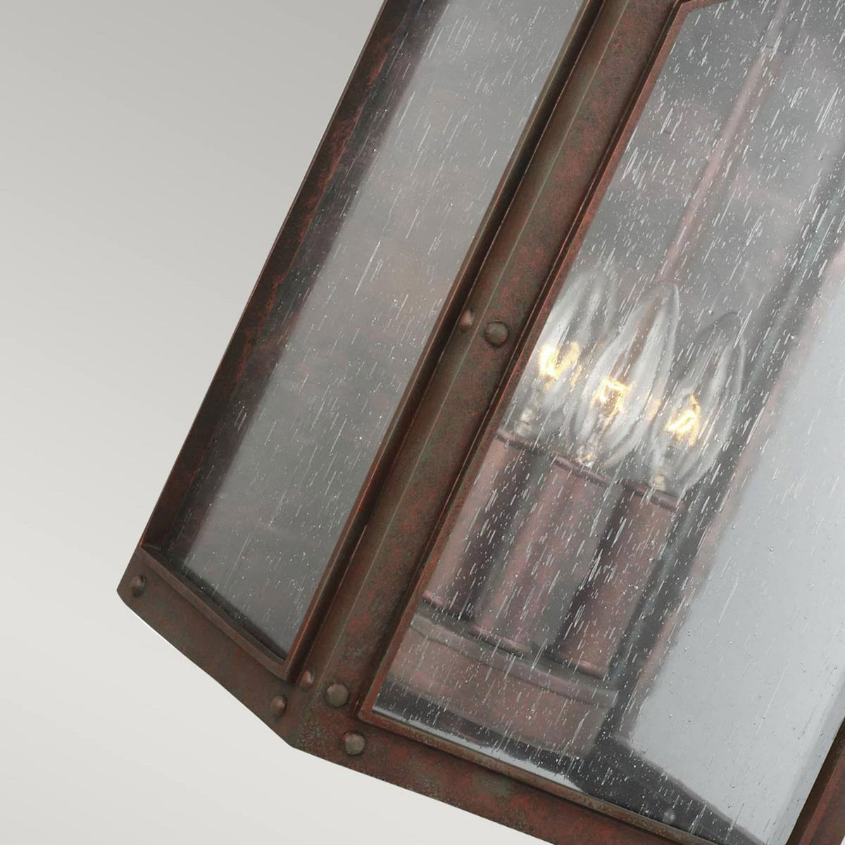 Randhurst Coastal Large Wall Lantern in Copper Oxide Finish and Seeded Glass