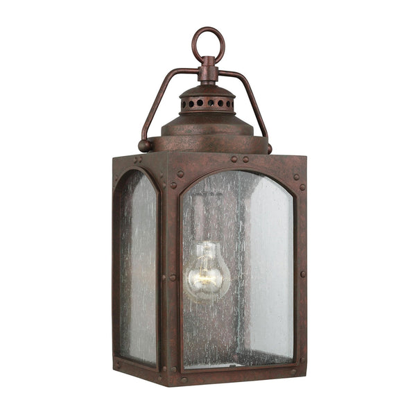 Randhurst Coastal Medium Wall Lantern in Copper Oxide Finish and Seeded Glass
