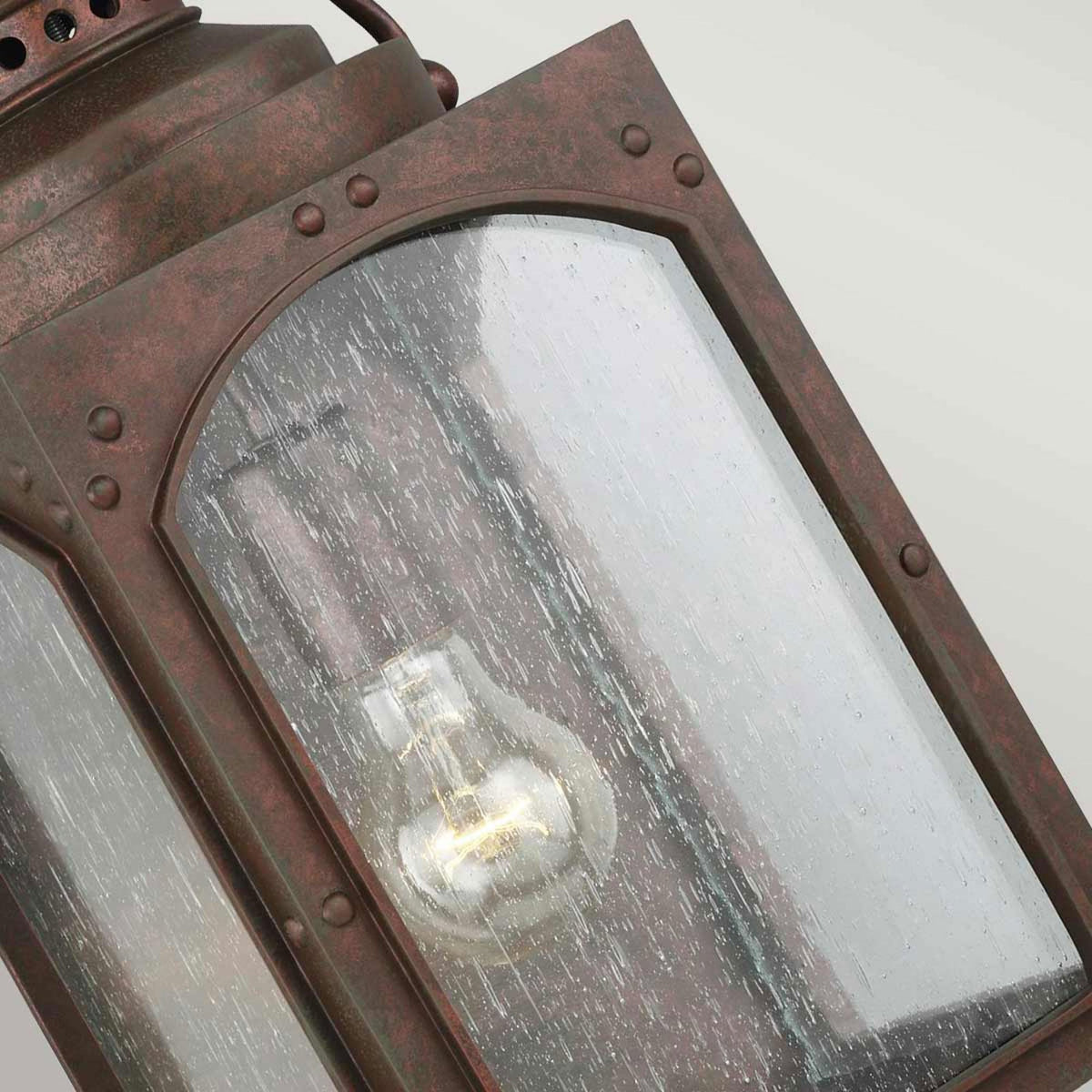 Randhurst Coastal Medium Wall Lantern in Copper Oxide Finish and Seeded Glass