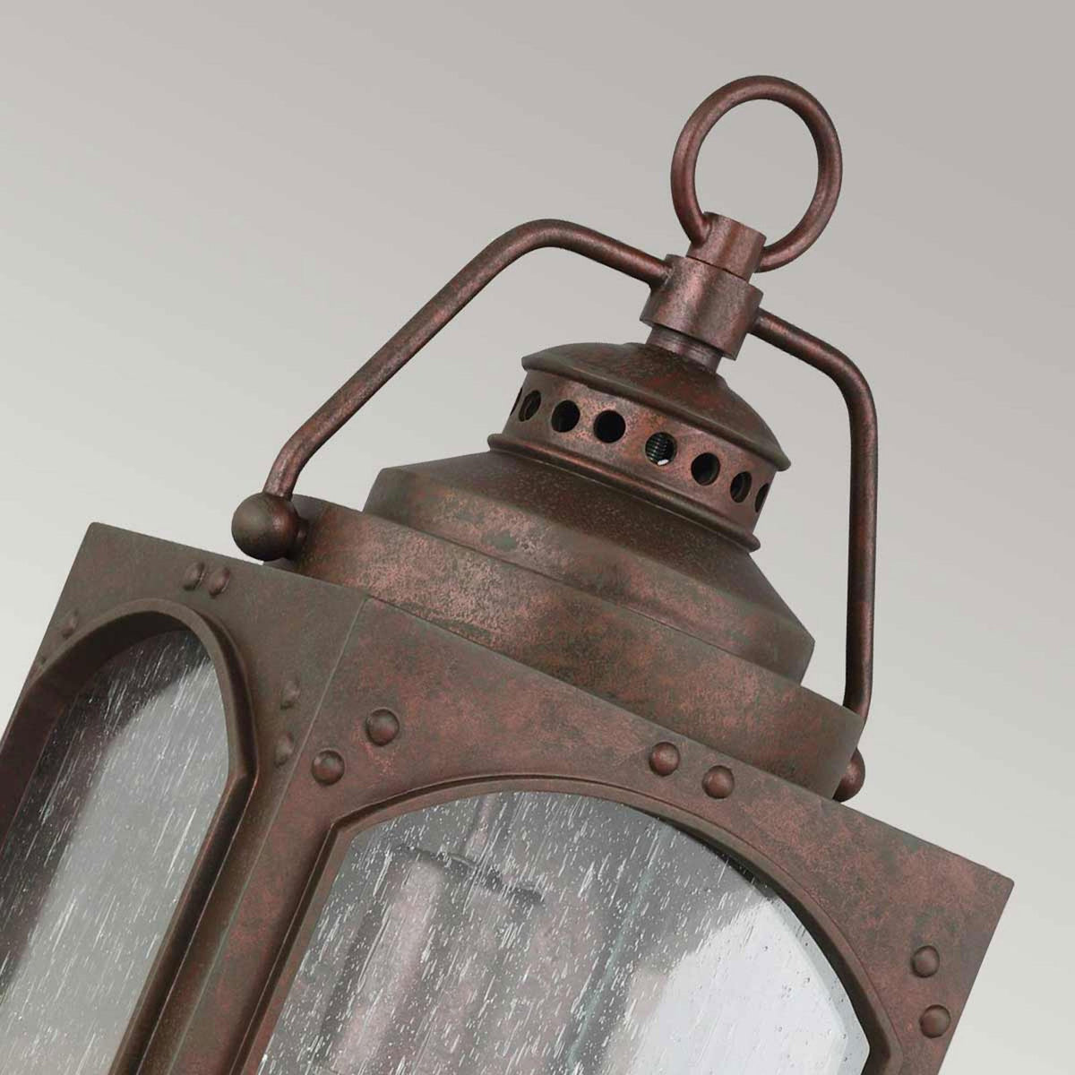 Randhurst Coastal Medium Wall Lantern in Copper Oxide Finish and Seeded Glass