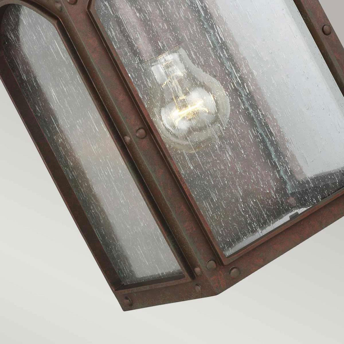 Randhurst Coastal Medium Wall Lantern in Copper Oxide Finish and Seeded Glass