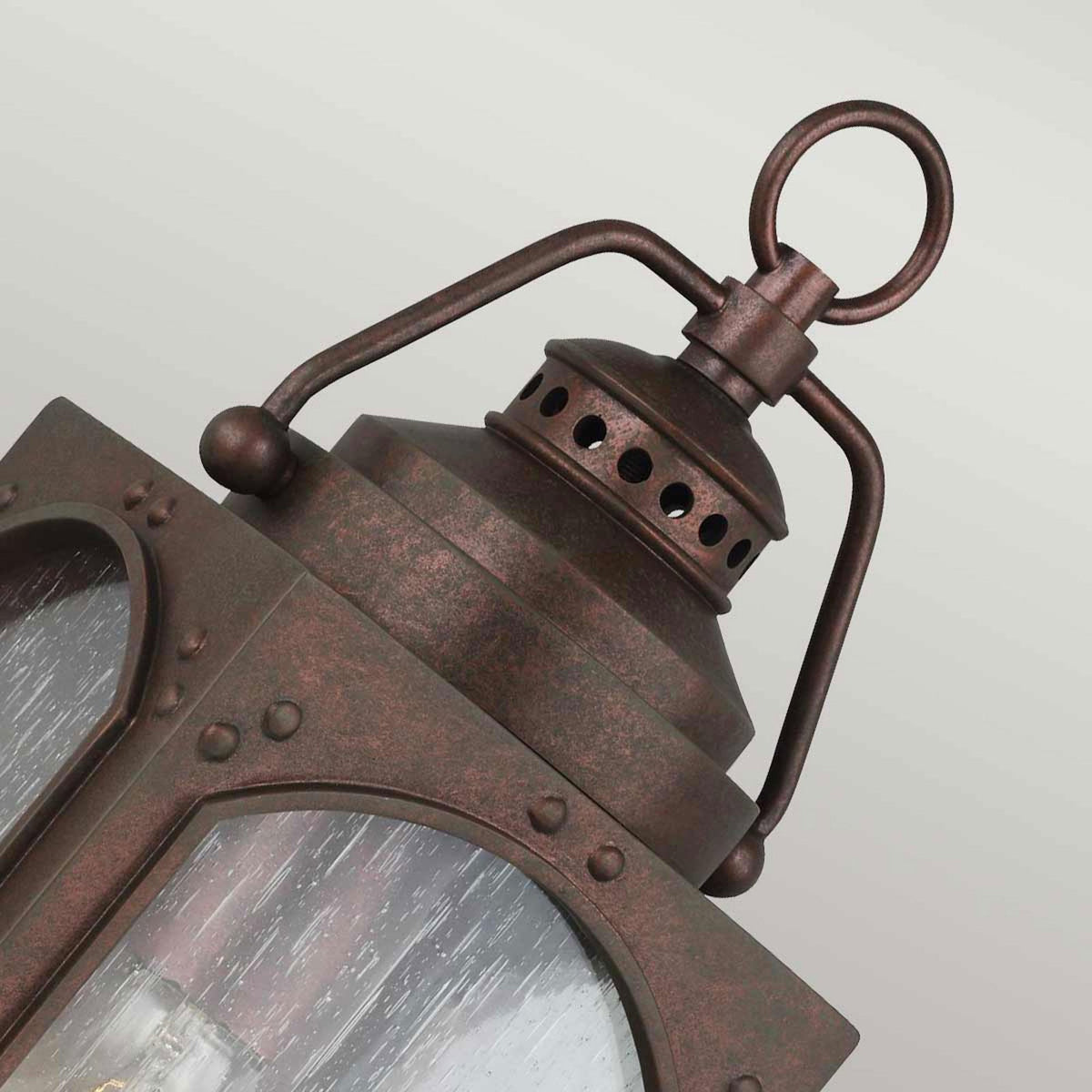 Randhurst Coastal Small Wall Lantern in Copper Oxide Finish and Seeded Glass