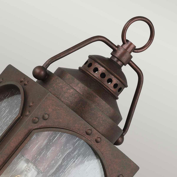 Randhurst Coastal Small Wall Lantern in Copper Oxide Finish and Seeded Glass