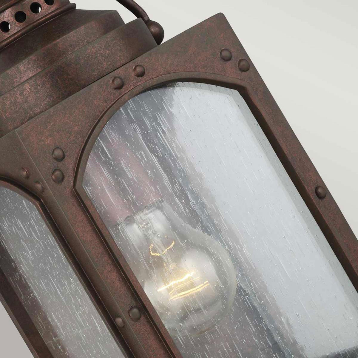 Randhurst Coastal Small Wall Lantern in Copper Oxide Finish and Seeded Glass