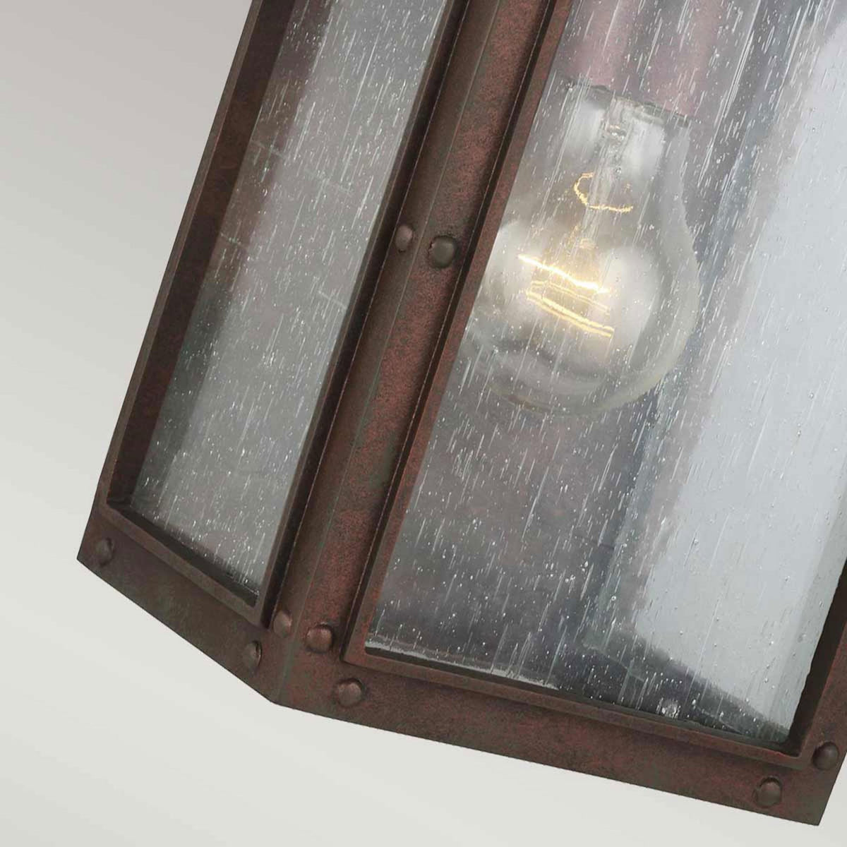 Randhurst Coastal Small Wall Lantern in Copper Oxide Finish and Seeded Glass