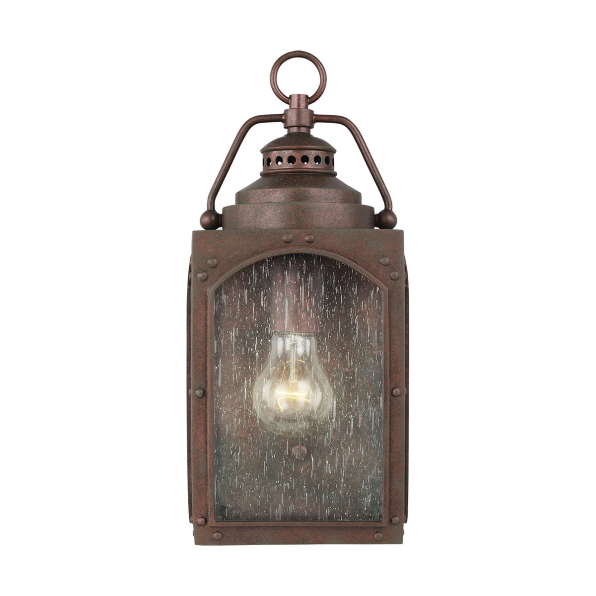 Randhurst Coastal Small Wall Lantern in Copper Oxide Finish and Seeded Glass
