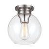 Tabby Flush Ceiling Light in Polished Nickel and Clear Glass Shade