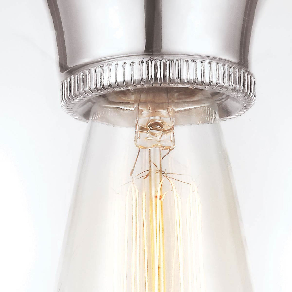 Tabby Flush Ceiling Light in Polished Nickel and Clear Glass Shade