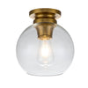Tabby Flush Ceiling Light in Burnished Brass and Clear Glass Shade