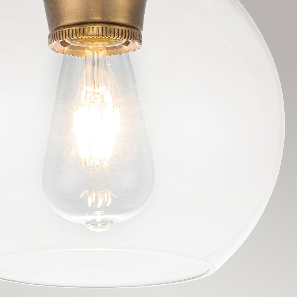 Tabby Flush Ceiling Light in Burnished Brass and Clear Glass Shade