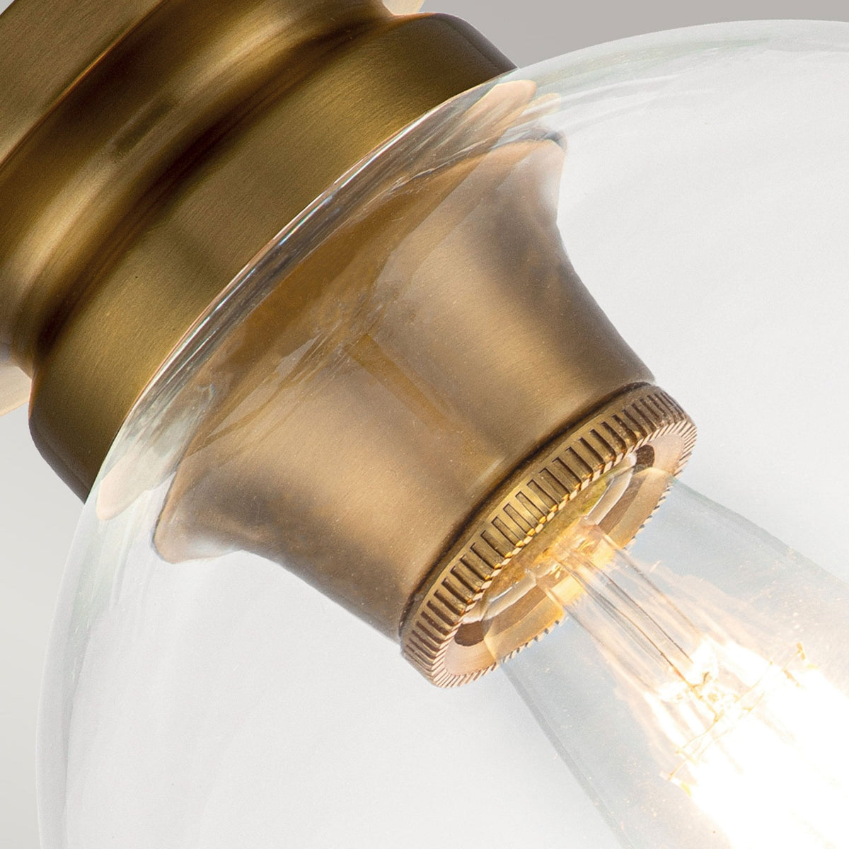 Tabby Flush Ceiling Light in Burnished Brass and Clear Glass Shade