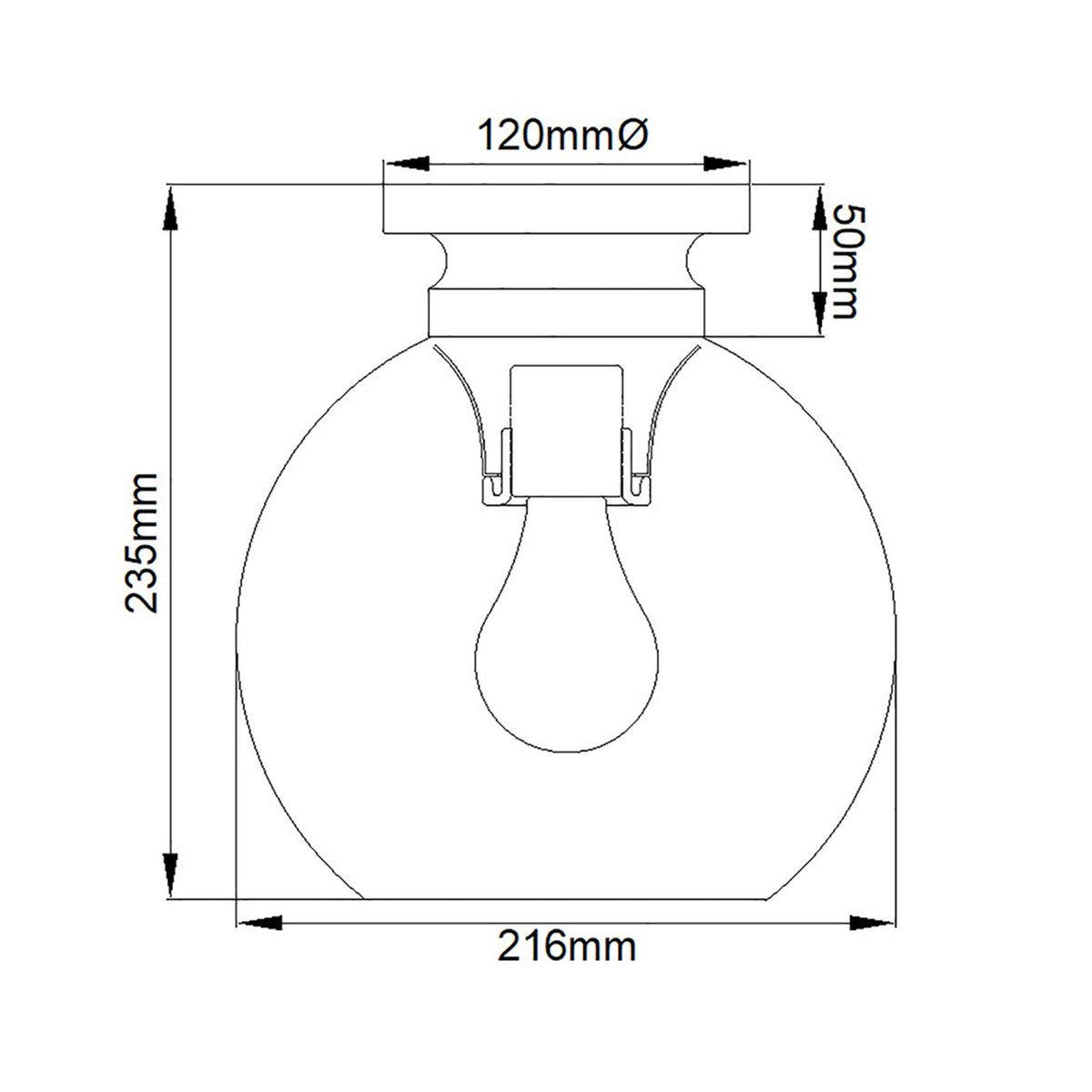 Tabby Flush Ceiling Light in Burnished Brass and Clear Glass Shade