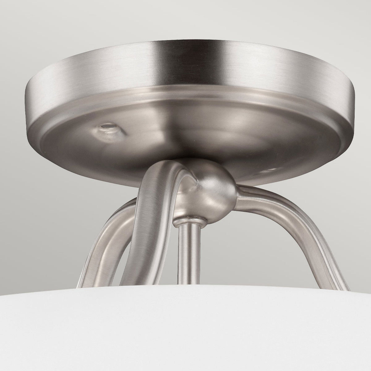 Vintner Semi Flush Ceiling Light in Satin Nickel and Opal Etched Glass Shade