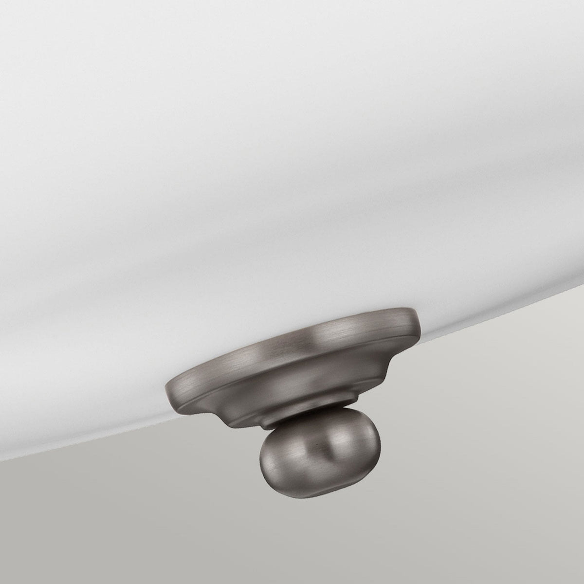 Vintner Semi Flush Ceiling Light in Satin Nickel and Opal Etched Glass Shade