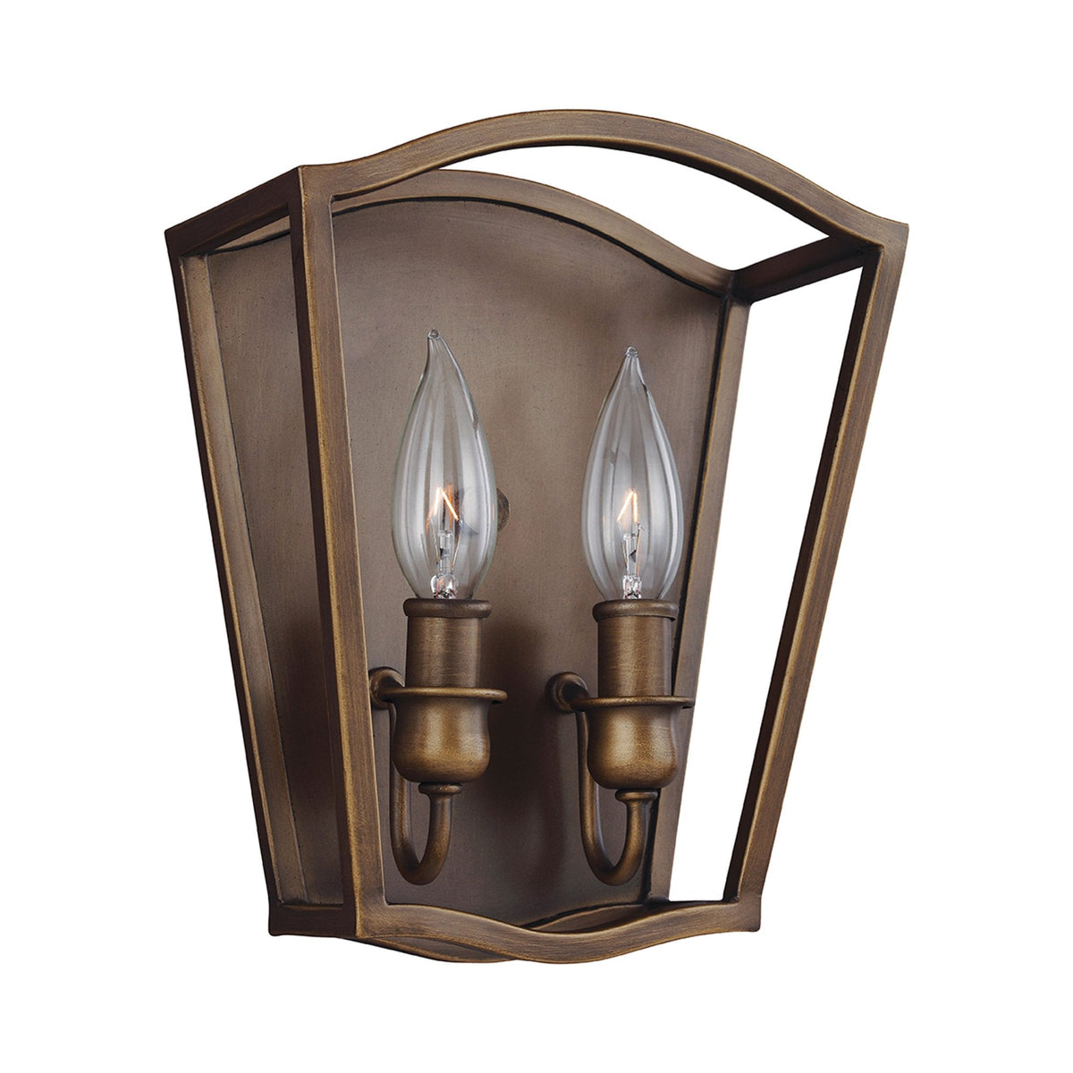 Yarmouth Twin Lamp Wall Lantern in Painted Aged Brass