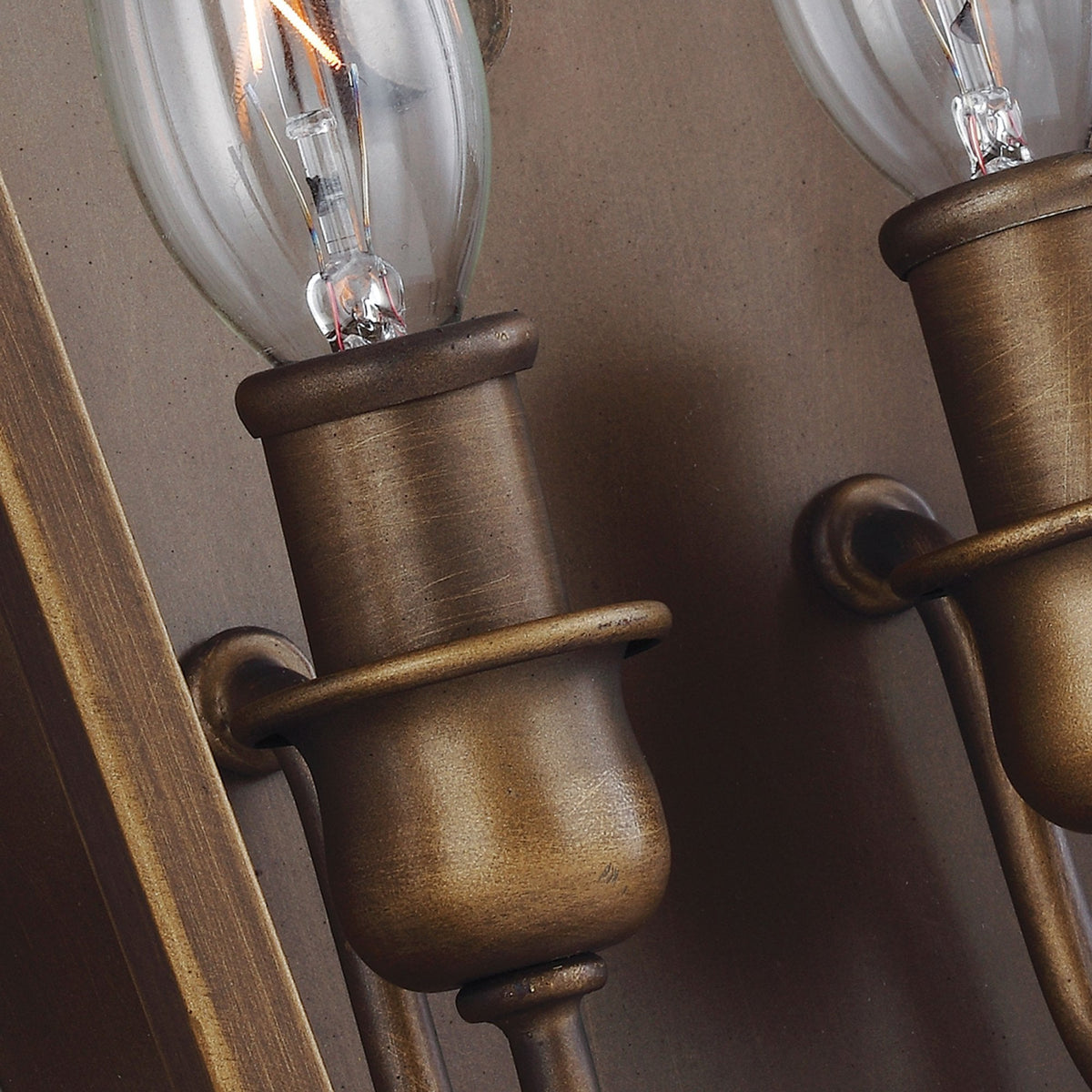 Yarmouth Twin Lamp Wall Lantern in Painted Aged Brass