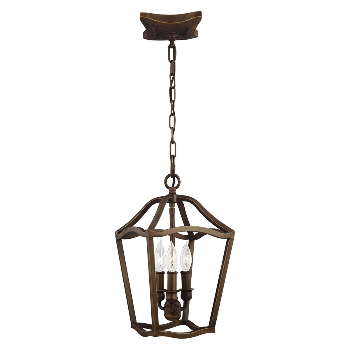 Yarmouth Triple Lamp Pendant in Painted Aged Brass