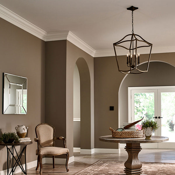 Yarmouth Six Lamp Pendant in Painted Aged Brass