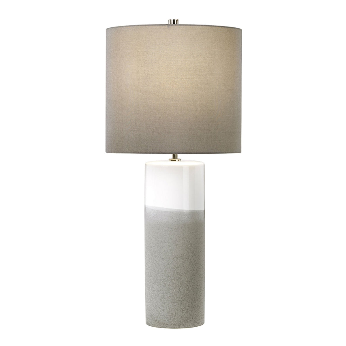 Fulwell Ceramic Table Lamp in White & Grey with Dark Grey Cylinder Shade