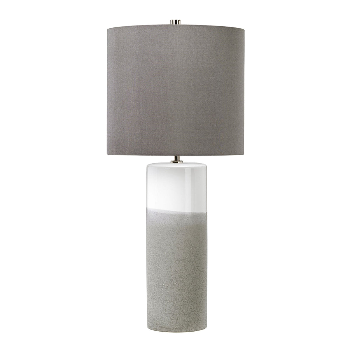Fulwell Ceramic Table Lamp in White & Grey with Dark Grey Cylinder Shade