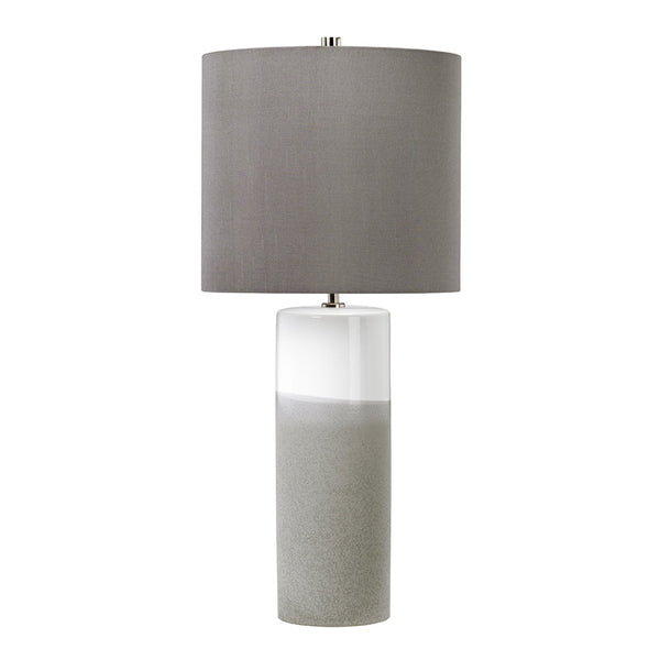 Fulwell Ceramic Table Lamp in White & Grey with Dark Grey Cylinder Shade