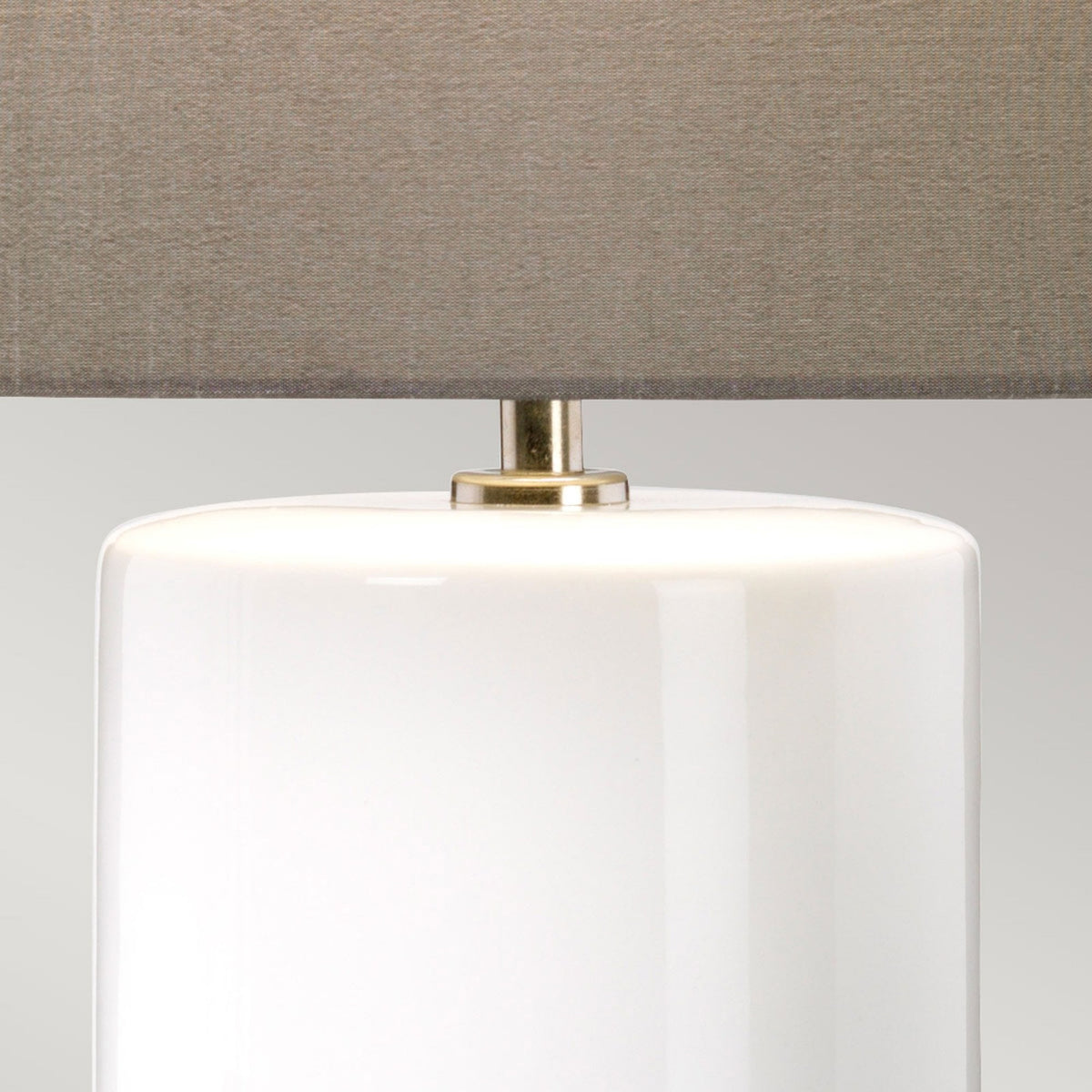 Fulwell Ceramic Table Lamp in White & Grey with Dark Grey Cylinder Shade