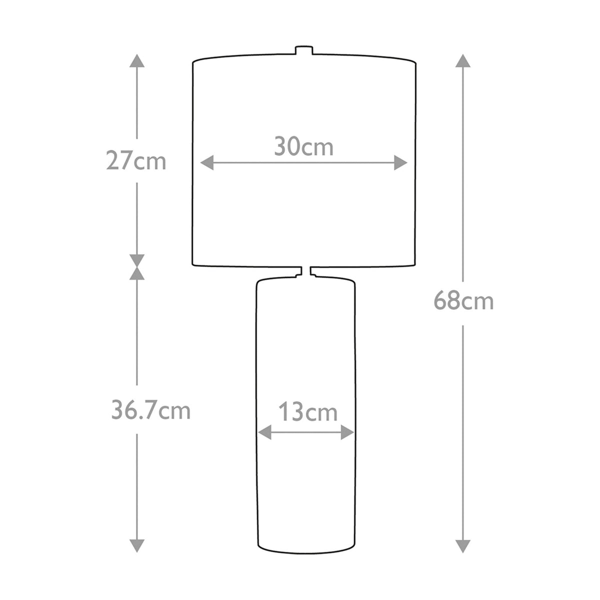 Fulwell Ceramic Table Lamp in White & Grey with Dark Grey Cylinder Shade