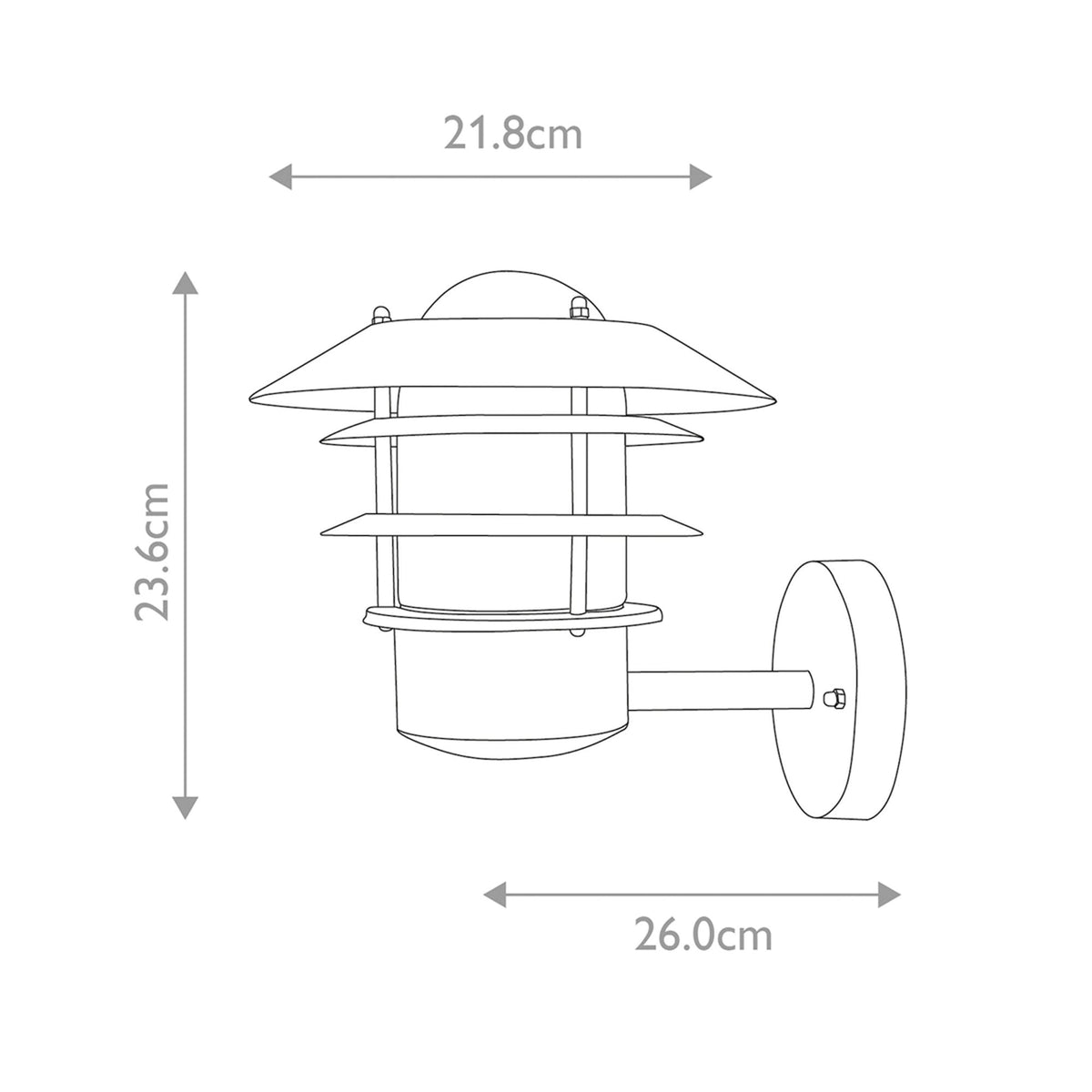 Helsingor Stainless Steel Exterior Wall Light in Silver