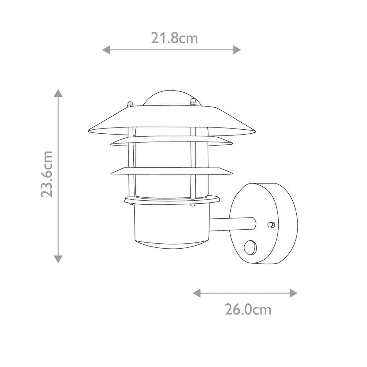 Helsingor Stainless Steel Exterior PIR Wall Light in Silver