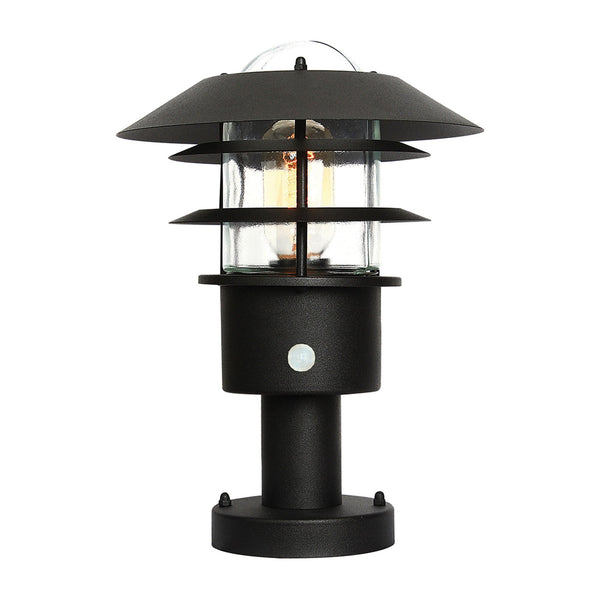 Helsingor Stainless Steel Exterior PIR Pedestal Light in Black