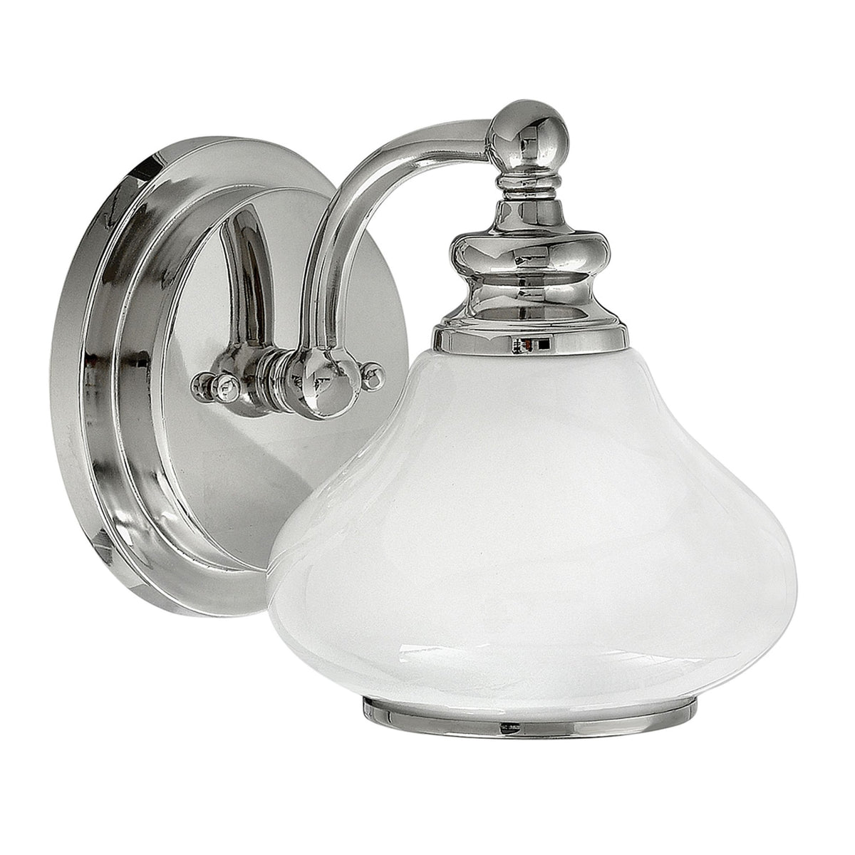 Ainsley IP44 Single Wall Light in Polished Chrome with Opal Glass