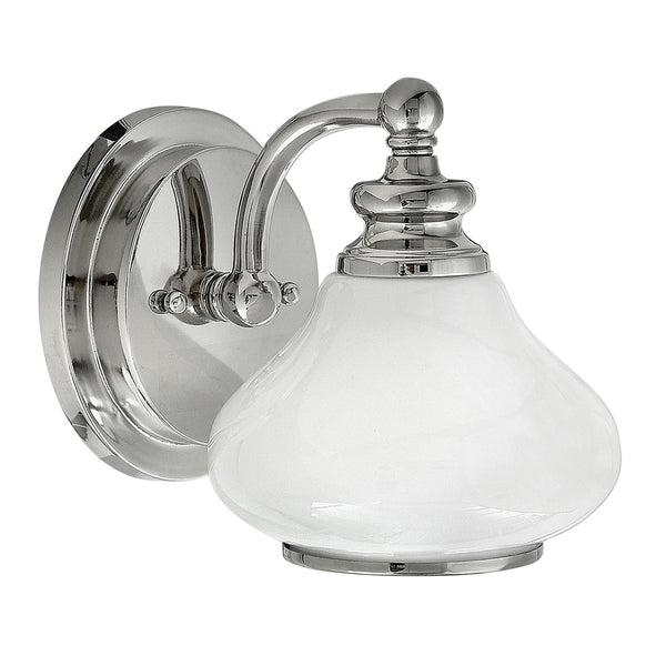 Ainsley IP44 Single Wall Light in Polished Chrome with Opal Glass