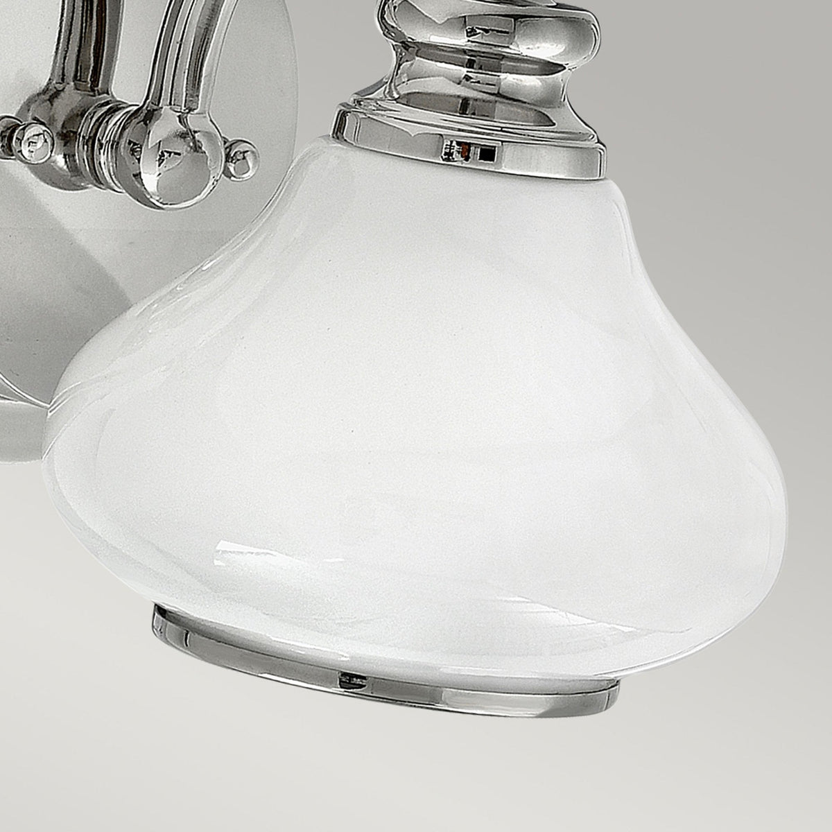 Ainsley IP44 Single Wall Light in Polished Chrome with Opal Glass