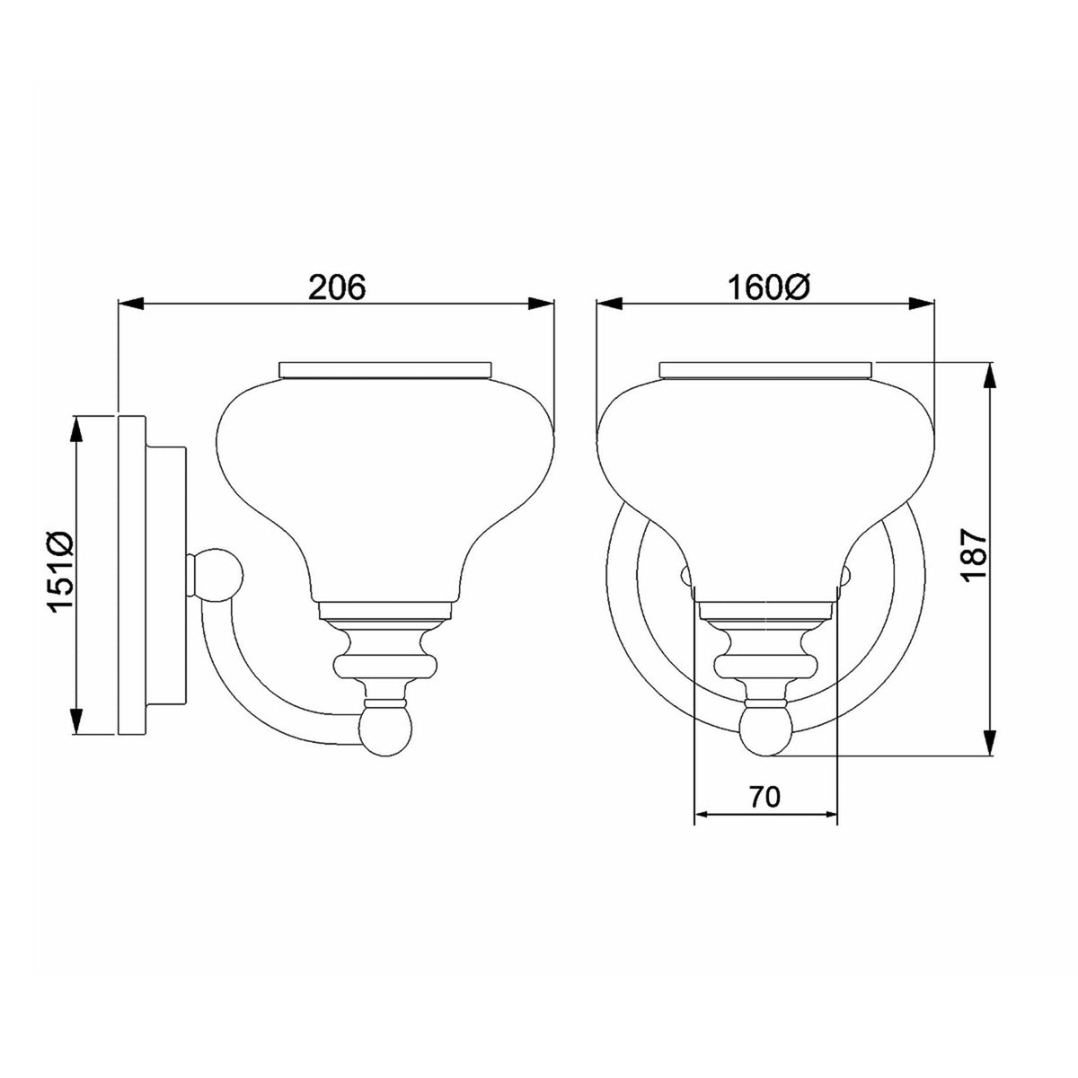 Ainsley IP44 Single Wall Light in Polished Chrome with Opal Glass