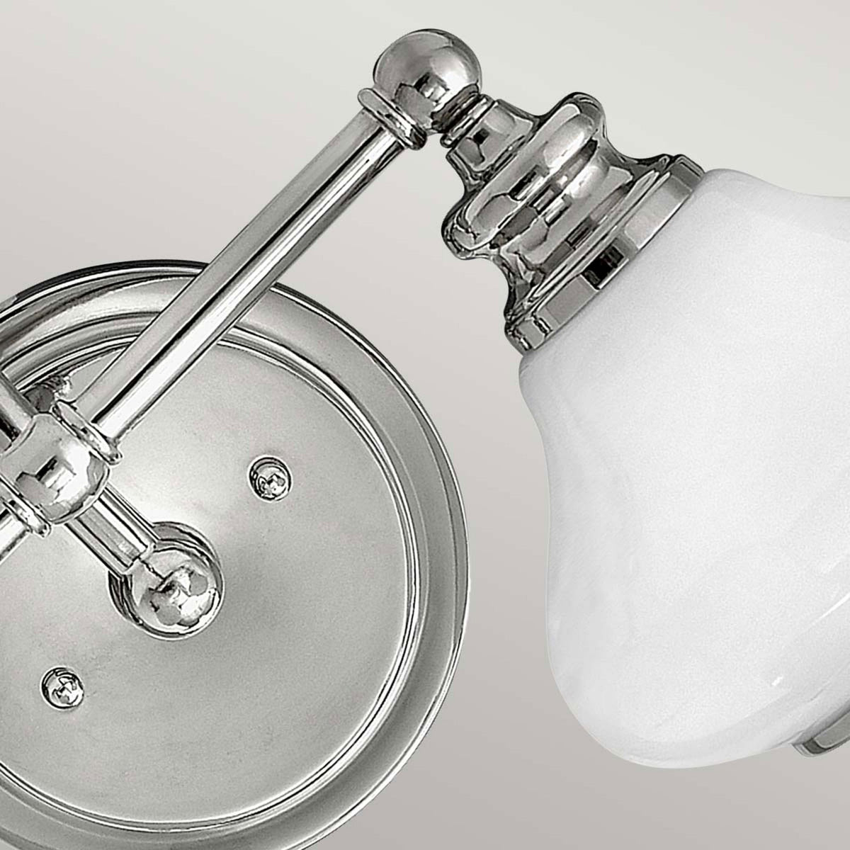 Ainsley IP44 Twin Wall Light in Polished Chrome with Opal Glass