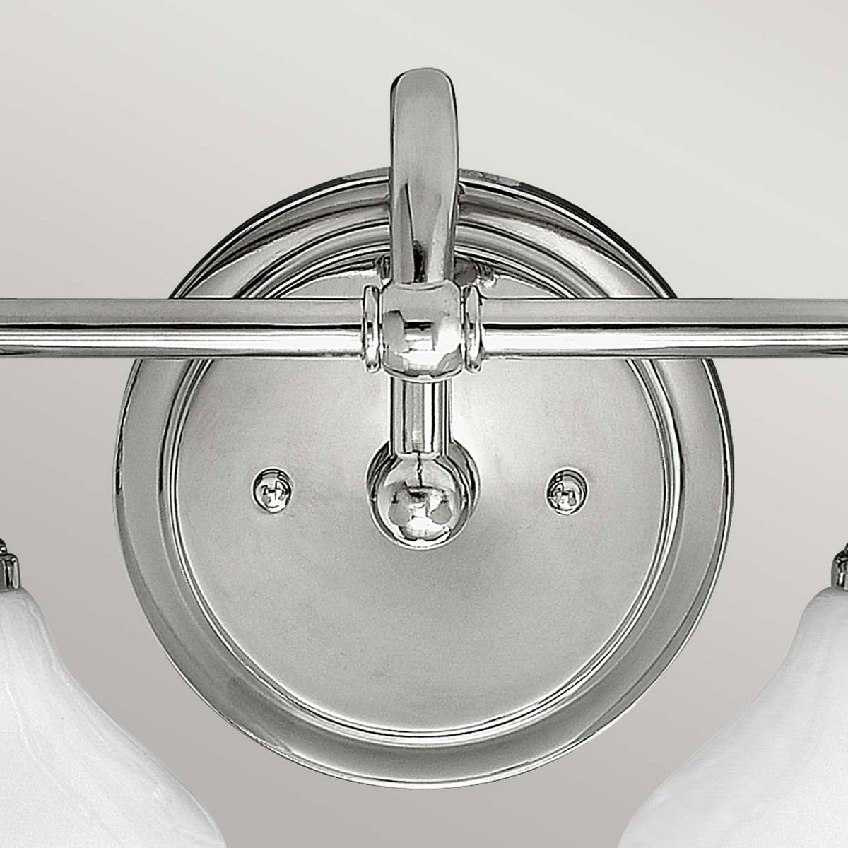 Ainsley IP44 Twin Wall Light in Polished Chrome with Opal Glass